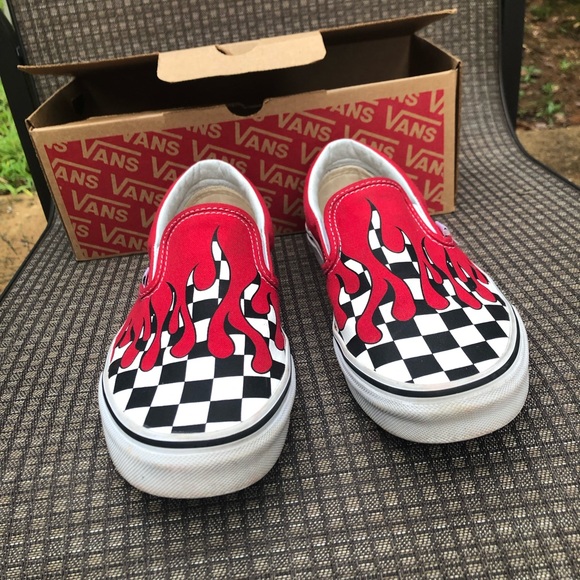 red fire vans slip ons